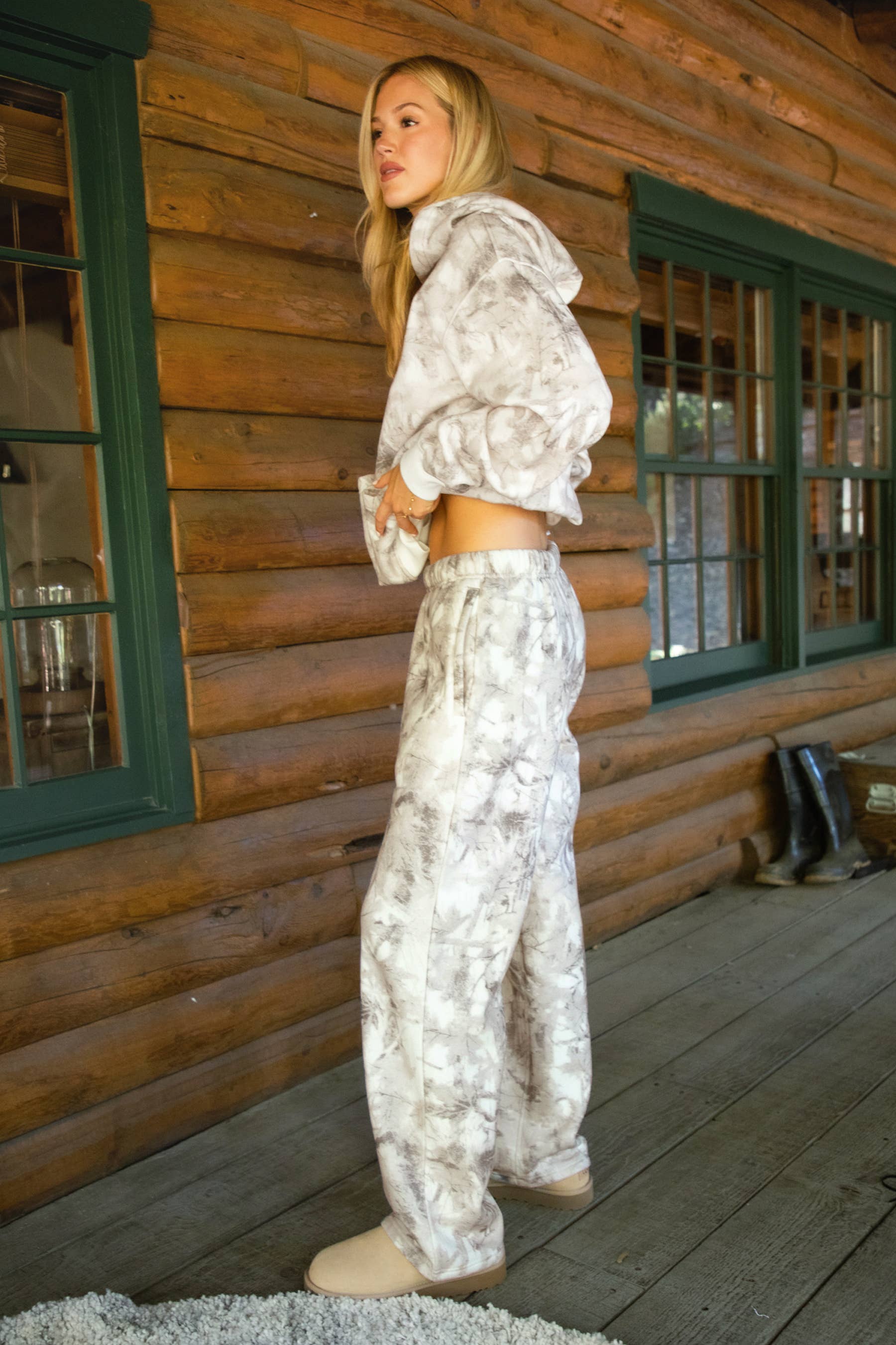 AVERY Light Woodland Camo Lounge Fleece Sweatpants for wholesale on Faire3