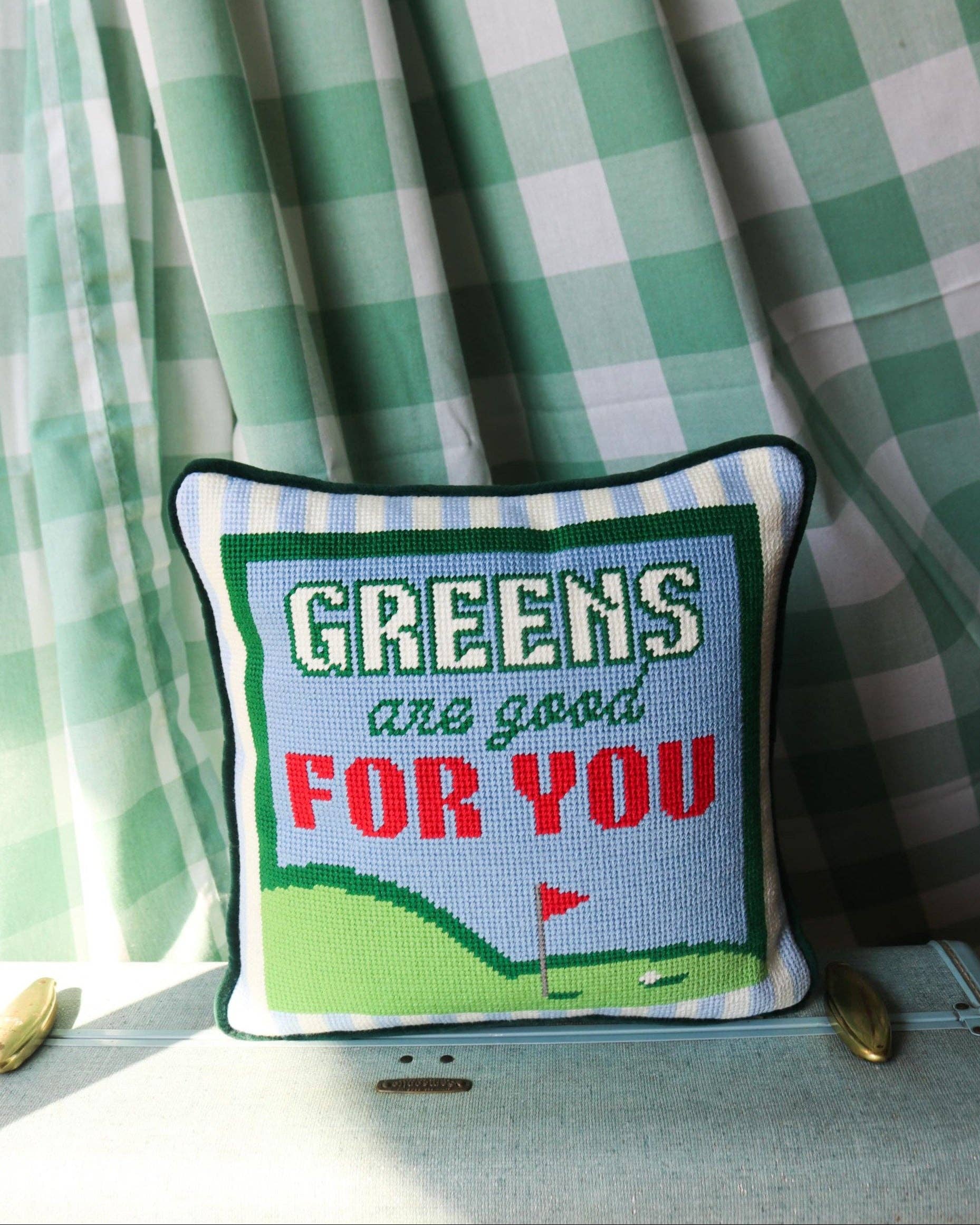 Southern Decorative - Wholesale Throw/Decorative Pillow - Greens are Good for You Golf Needlepoint Pillow1