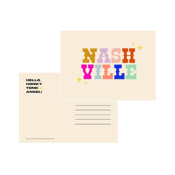 Postal Nashville | Postal de Viagem | Howdy | Tipografia | por atacado de Facing the Sunshine Stationery + Design