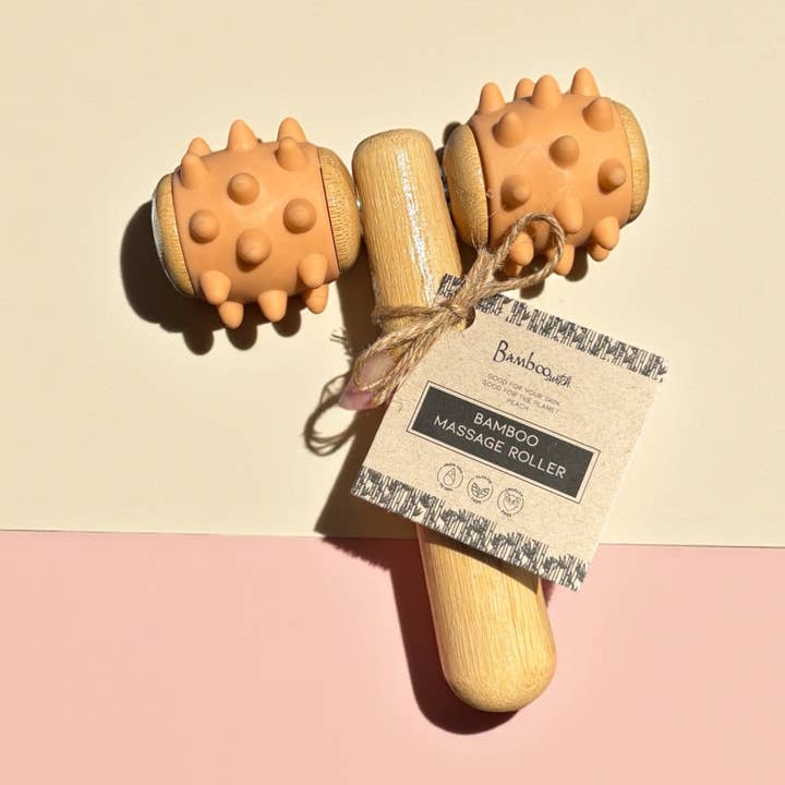 Bamboo Body Rolling Massage Tool | Peach | Stocking Stuffer for wholesale by Bamboo Switch