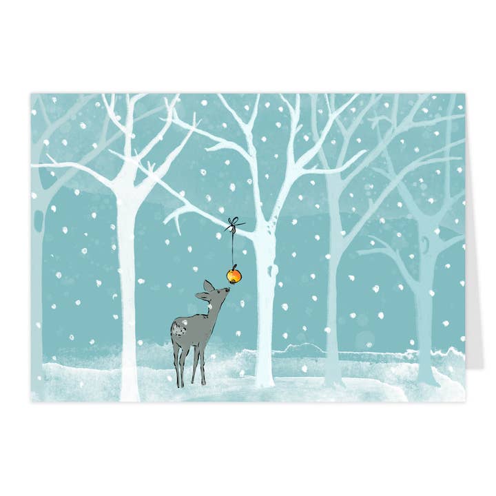 Cartão dobrável "Cervinho na floresta de inverno" por atacado de paruspaper. nutzfeine papeterie