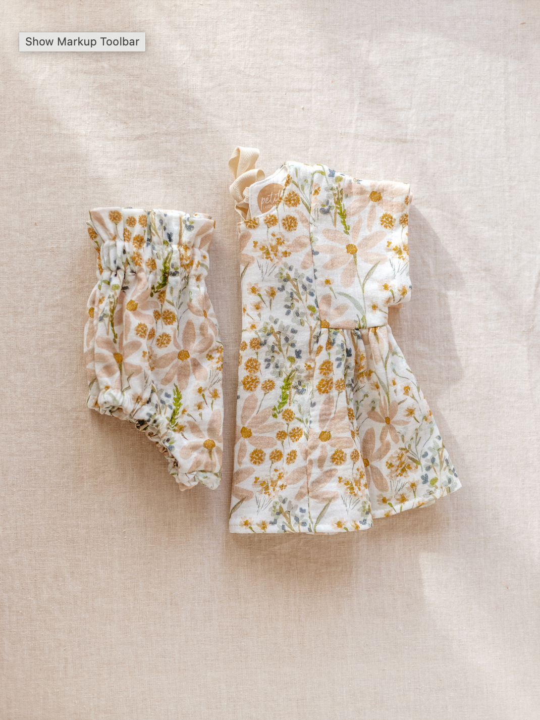 PETITE EvelinaApparel - Vente Robe – bébé - Robe Malia avec fleurs ivoire et blush1
