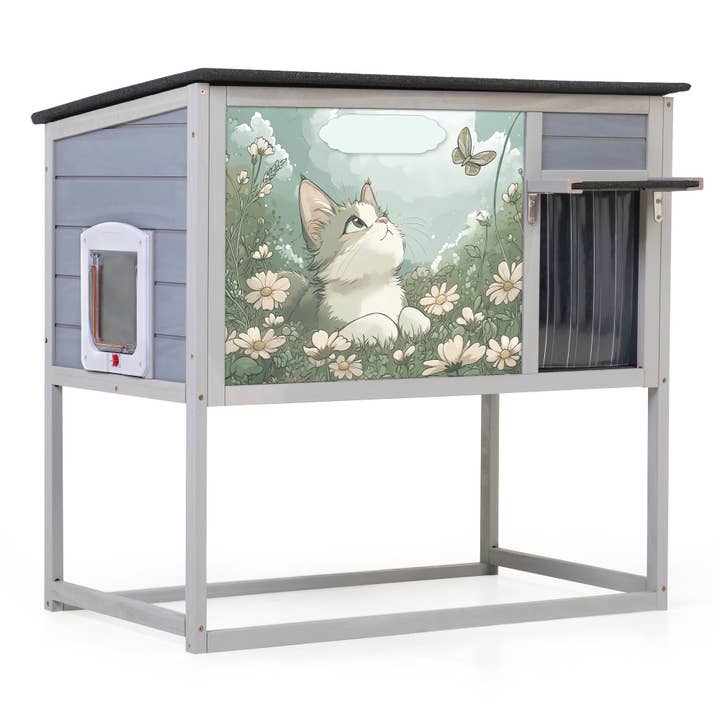39F Inc. - Wholesale Outdoor Ornament/Decor - Weatherproof Outdoor Cat House, Elevated Feral Shelter 5