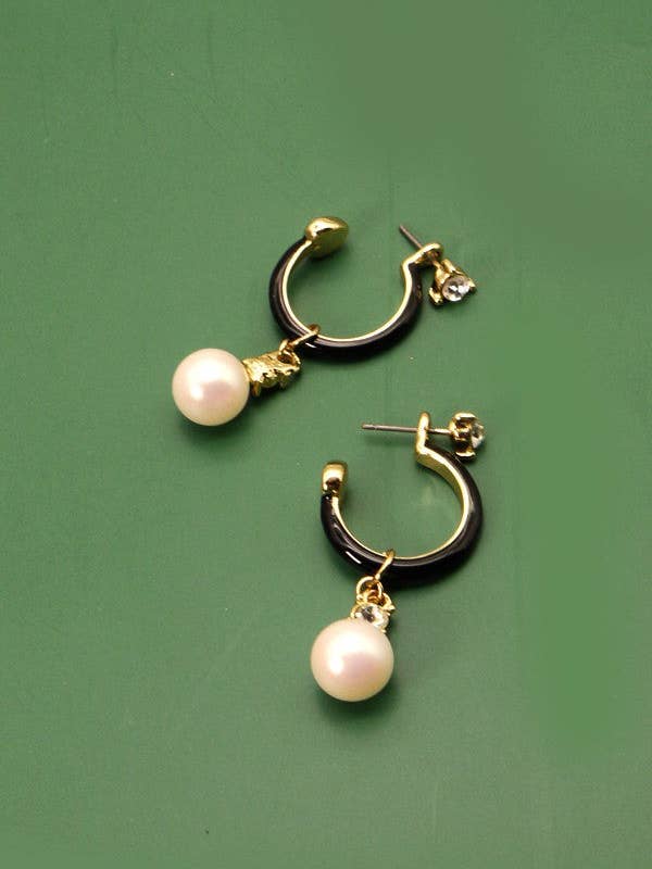 PEARL HOOP DROP EARRINGS | 51E2062561 for wholesale by JOSSLYN by wall to wall