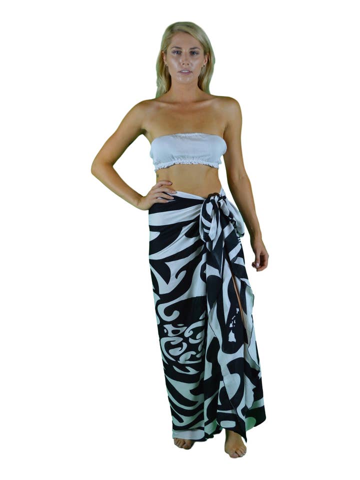 Island Style Clothing Co by Akamai Distribution Ltd - Venta al por mayor Camisola de baño - Mujer - Tribal hawaiano | Tortuga isleña | Pareo negro | Pareo
