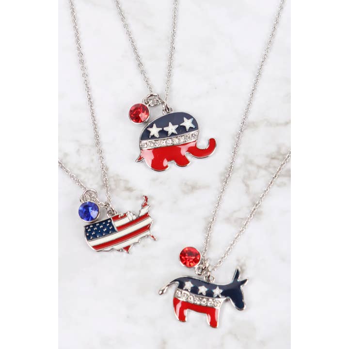 MYS Wholesale Inc - Wholesale Pendant/Charm Necklace - USA Flag Democrats Donkey Necklace3