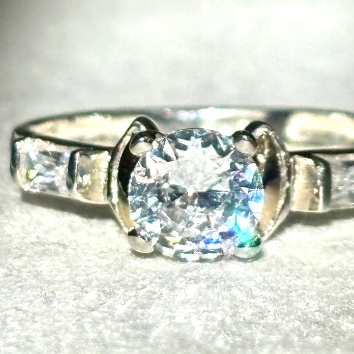 Bague Solitaire en Argent Sterling 925 Massif & Or 10k pour la vente par QURI