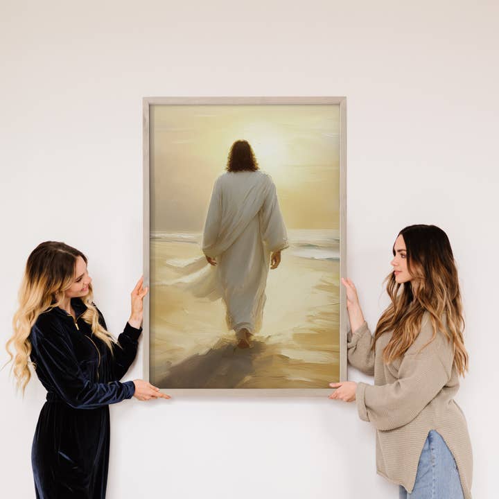 Hangout Home - Wholesale Art Print - Jesus Golden Sunset - Jesus Canvas Wall Art - Wood Framed