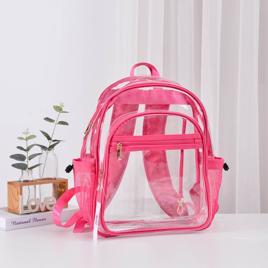 Fashion City - Wholesale Backpack - Women's - Solid Color Outlined Medium Clear Backpack16