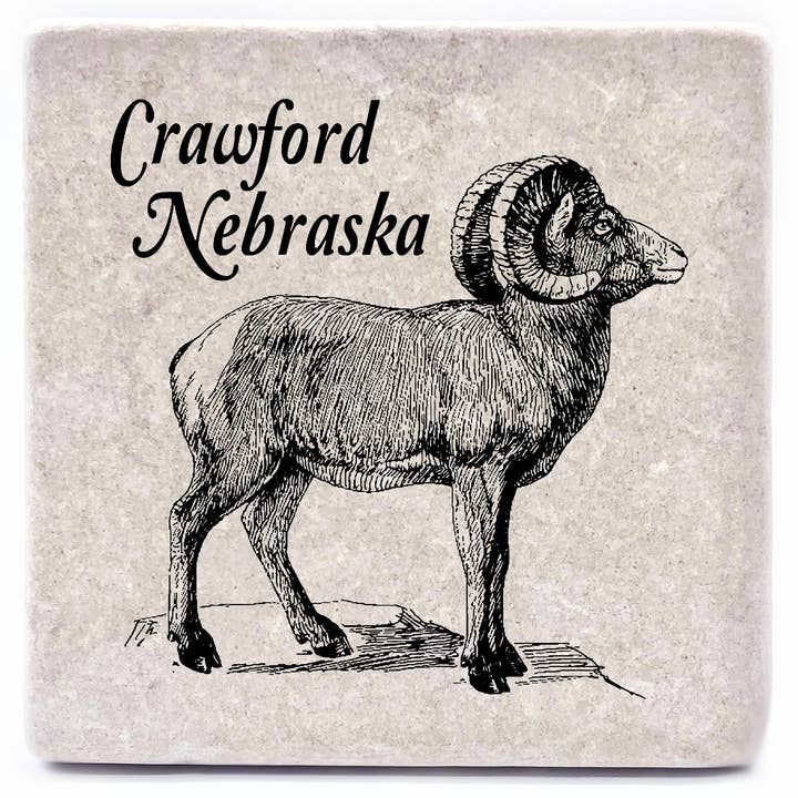 Noomoon - Wholesale Coasters - Bighorn Sheep Crawford Nebraska Custom Name Drop Coaster