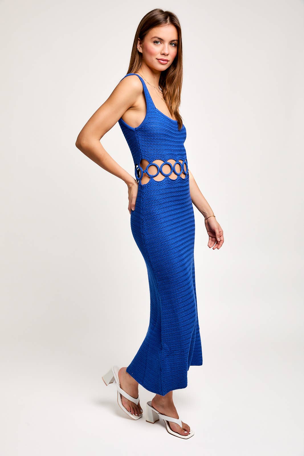 LE LIS - Wholesale Dress - Women's - SQUARE NECK SLEEVELESS CROCHET MIDI DRESS18