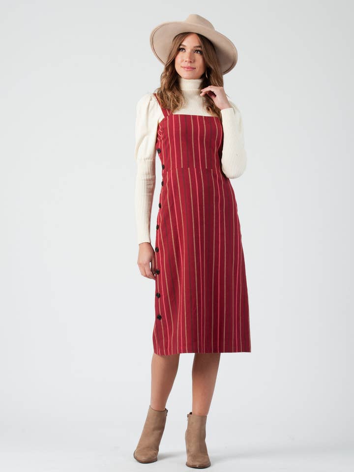 LCD2112-GINGER DRESS | GARNET STRIPE for wholesale by Lucca Couture