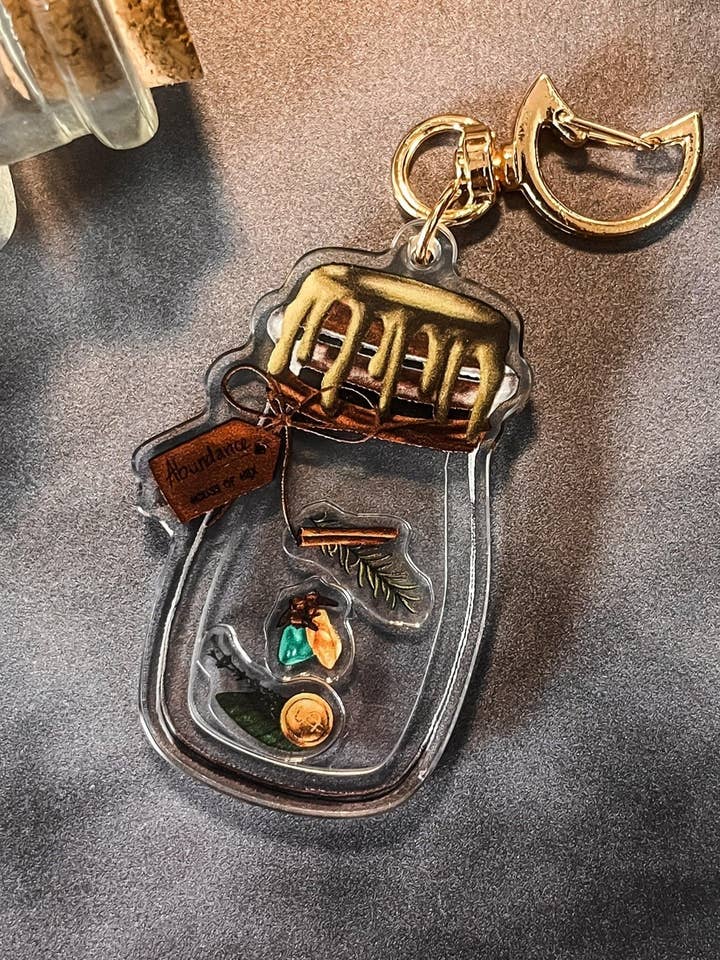 Abundance Jar Shaker Keychain for wholesale by House of Hex