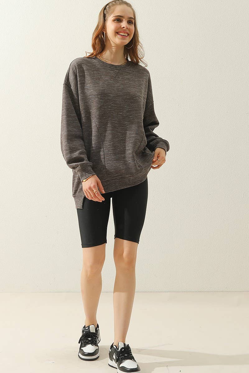 NINEXIS - Wholesale Sweatshirt - Women's - CWTTL905_LONG SLEEVE ROUND NECK CUT HEM SWEATSHIRT2