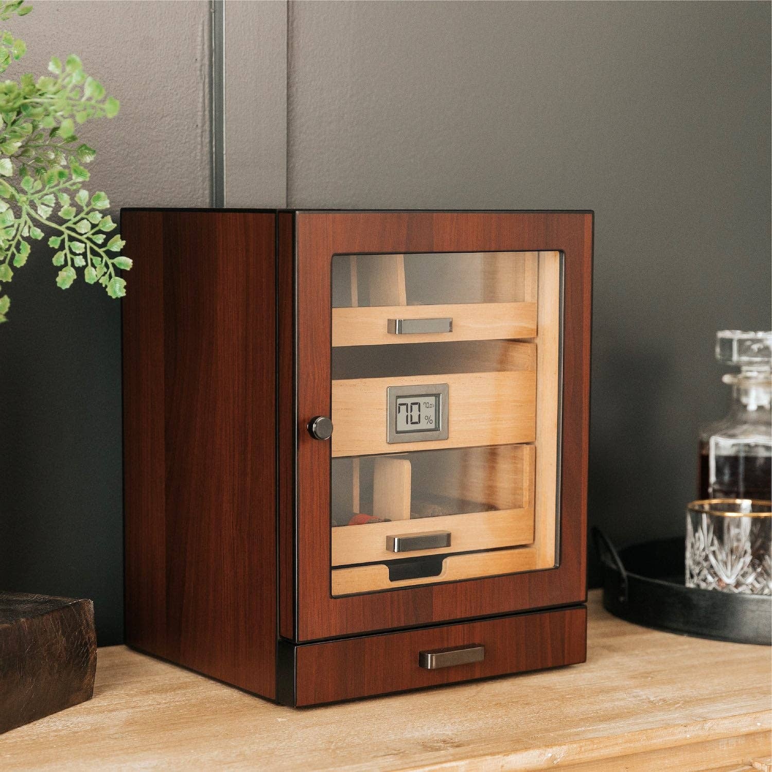 Case Elegance - Wholesale Humidor/Cigar Accessory - Luca Humidor Cabinet - Brown Walnut6