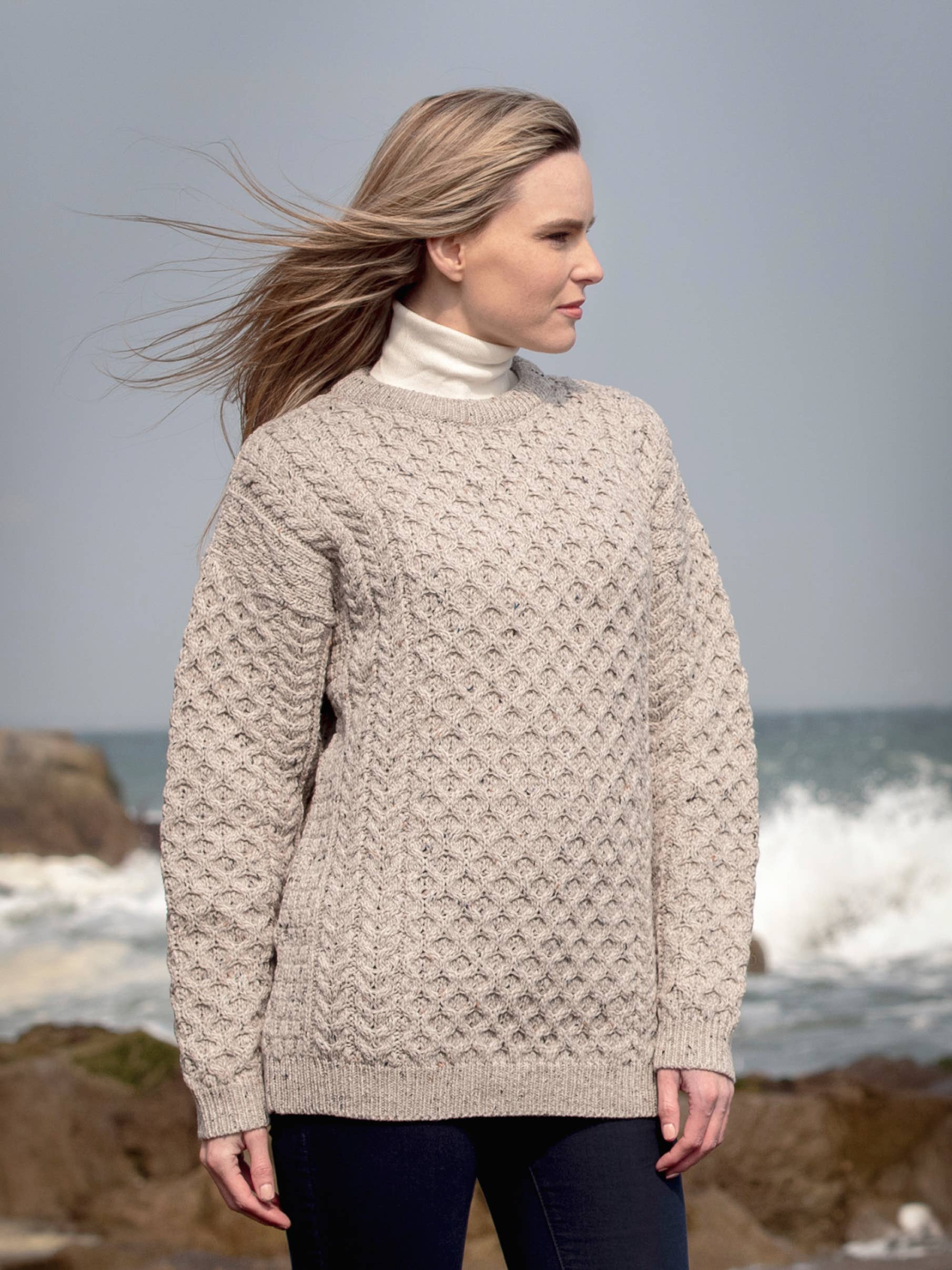 Aran Crafts – Engroshandel Pullover - Herre – Merino uld rundhalset sweater C19493