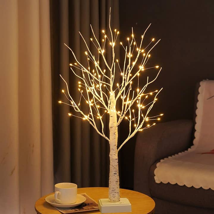 EP Design Lab - Wholesale Accent/Desk Lamp - 2FT Lighted Birch Tree Table Lamp