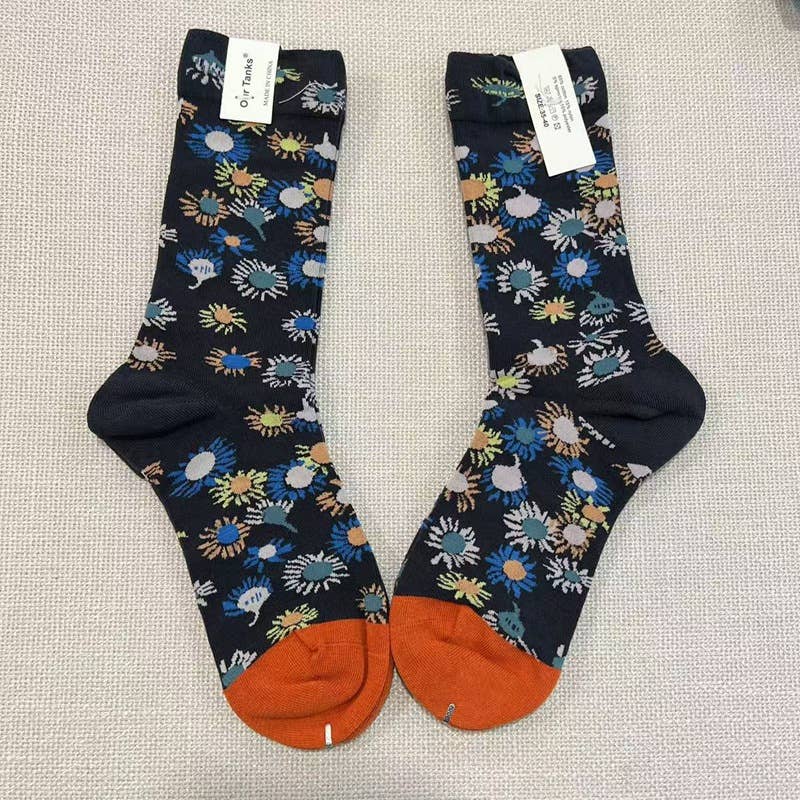 Tourtiwi – Meias - Unissexo por atacado – Meias com padrão de pintura a óleo assimétrico22