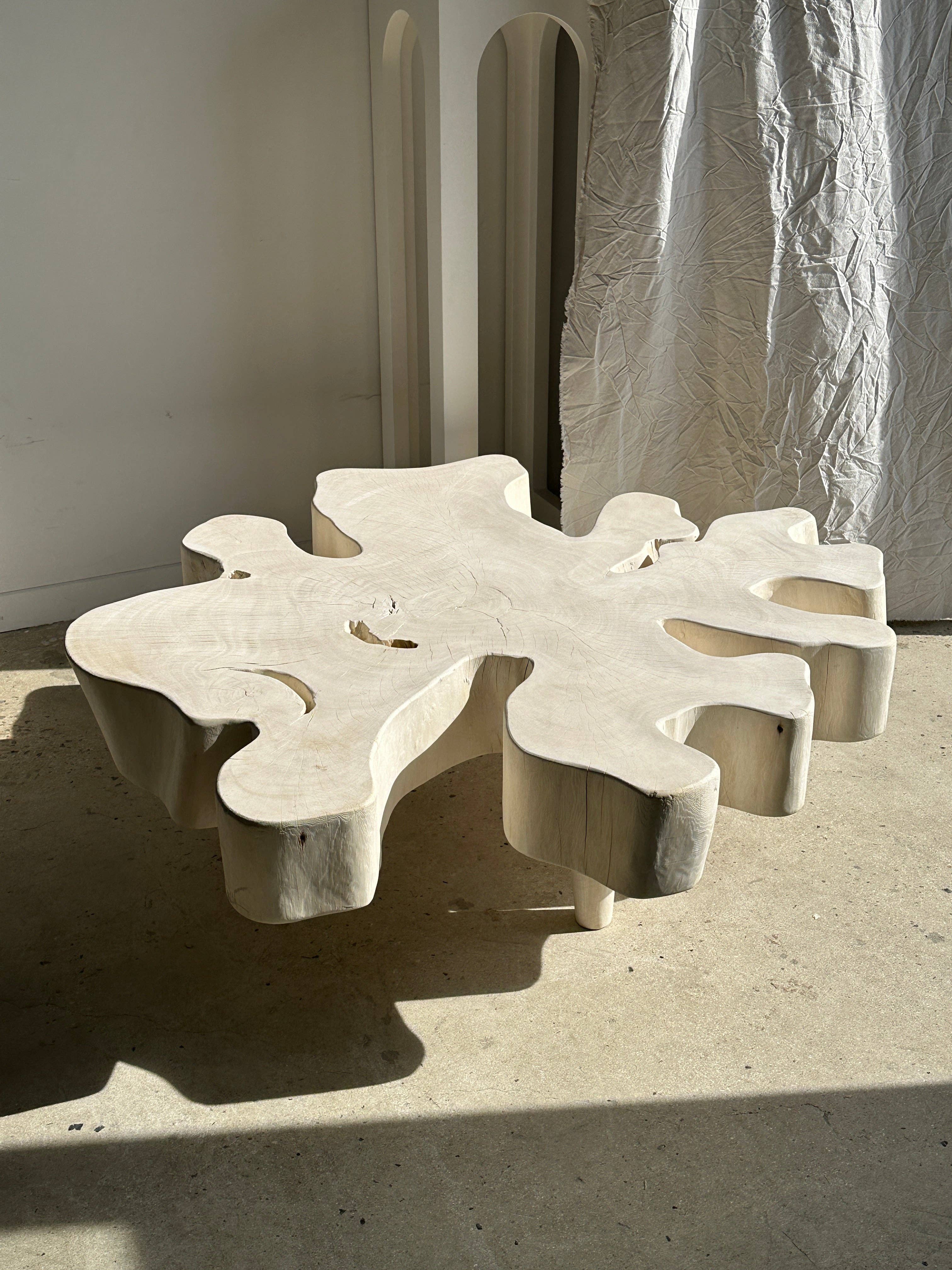 Office Objets - Wholesale Coffee Table - Very large coffee table in bleached mango wood with organic top D:140cm23