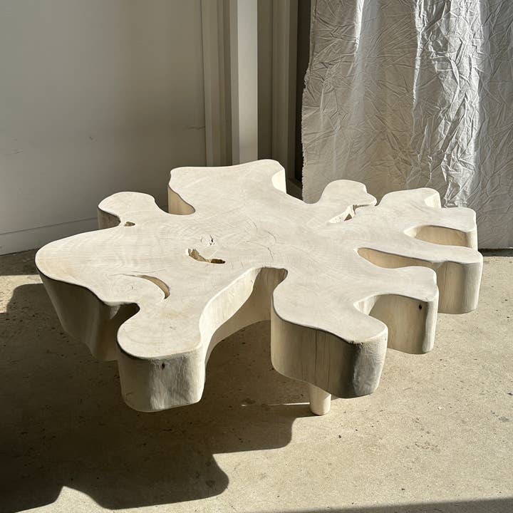 Office Objets - Wholesale Coffee Table - Very large coffee table in bleached mango wood with organic top D:140cm23