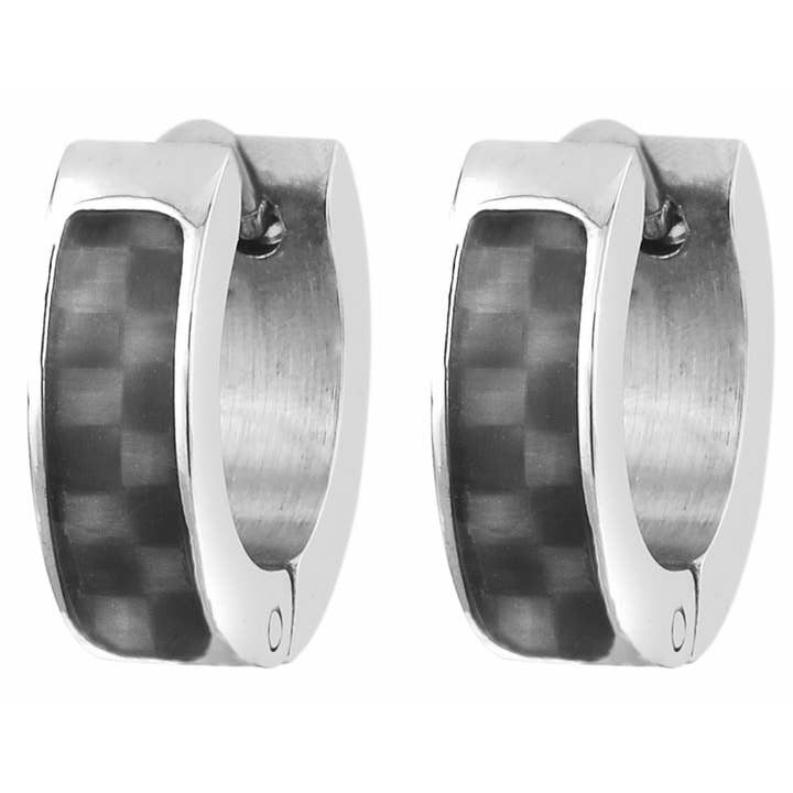 Traveller Hoop earrings - Men's - Stainless steel - Carbon for wholesale by Hollander Jewels B.V.