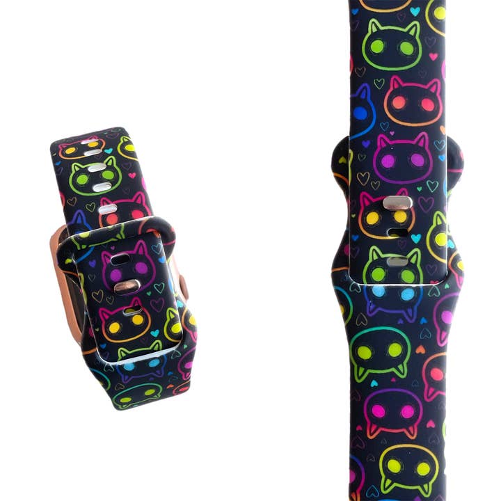 Correa para Apple Watch, diseño de gatos arcoíris de neón para venta al por mayor de Mad Hatter Makings