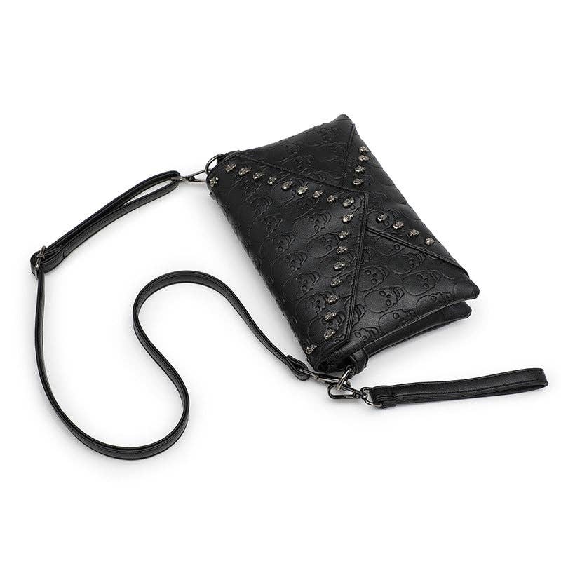 Black Embossed Skull Shoulder Bag for wholesale on Faire3