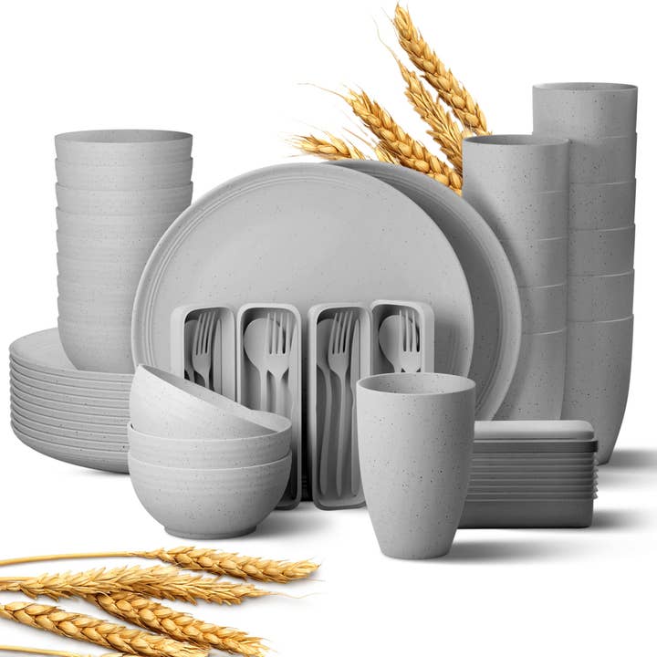 Greendish - Wholesale Dinnerware Set - Eco-Friendly Wheat Straw Dinnerware Combo Sets Reusable Kit