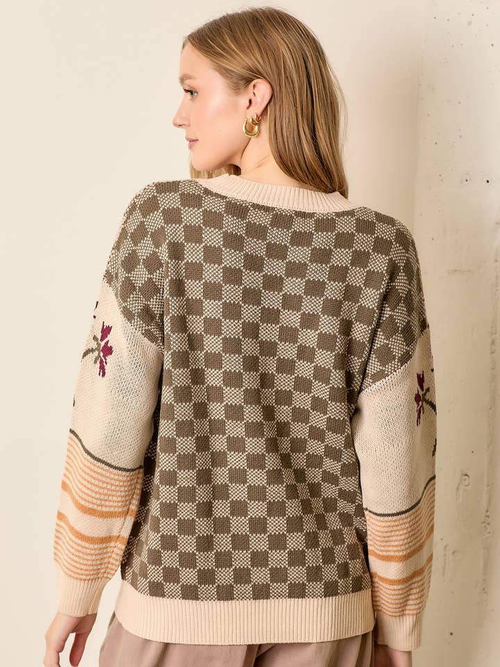 MULTI PATTERN PULLOVER SWEATER for wholesale on Faire2