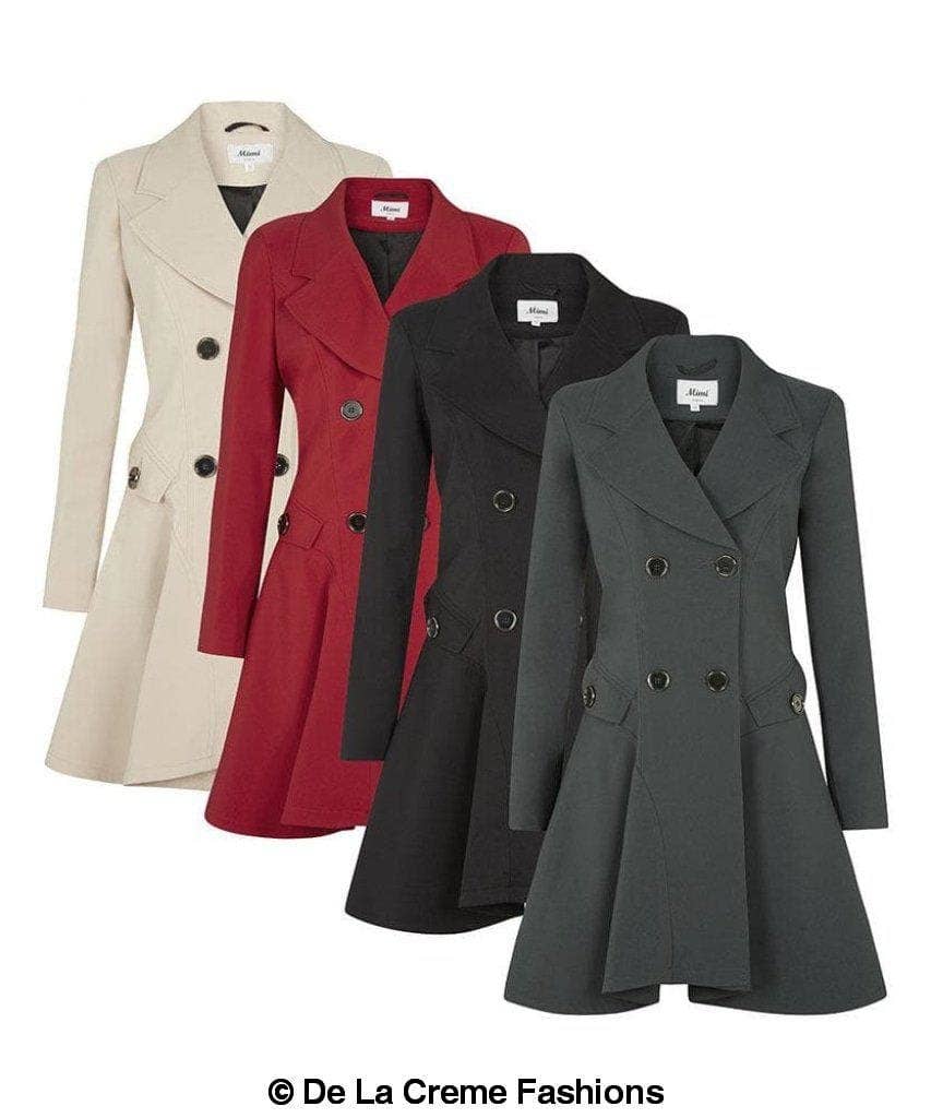 De La Creme Fashions – Engroshandel Frakke - Dame – Dame Forår/Sommer Dobbelt Breasted Flary Mac Coat11