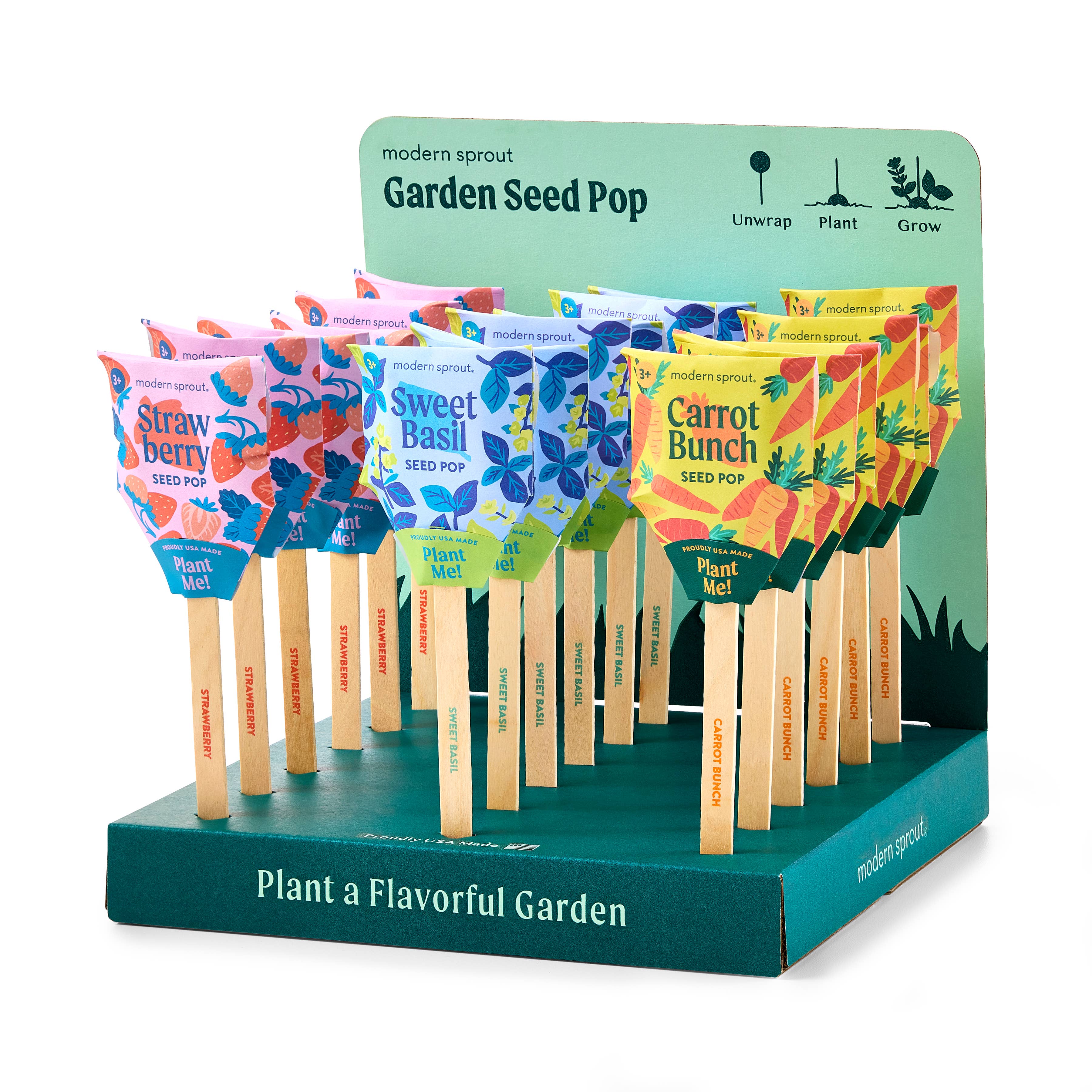 Modern Sprout - Wholesale Plant Seeds - Garden Seed Pops - 36 Pk + Display