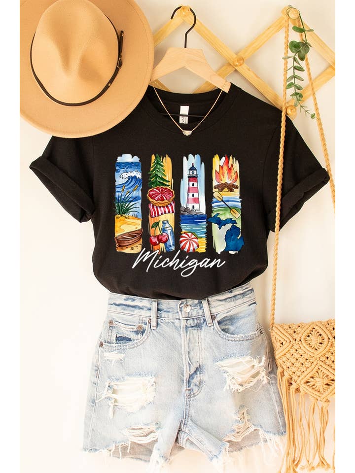 COLORBEAR - Wholesale T-Shirt (Graphic) - Women's - Michigan State Brushstroke Graphic Tee2