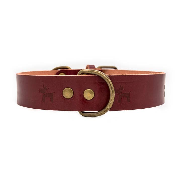 Collar Cuero Premium Cereza para venta al por mayor de Ladran Gaucho SL