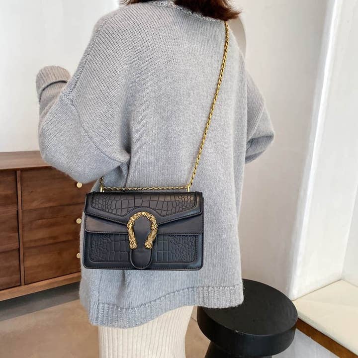 NEGRO Bolso de hombro de cadena clásico de una sola correa a la moda de venta al por mayor en Faire