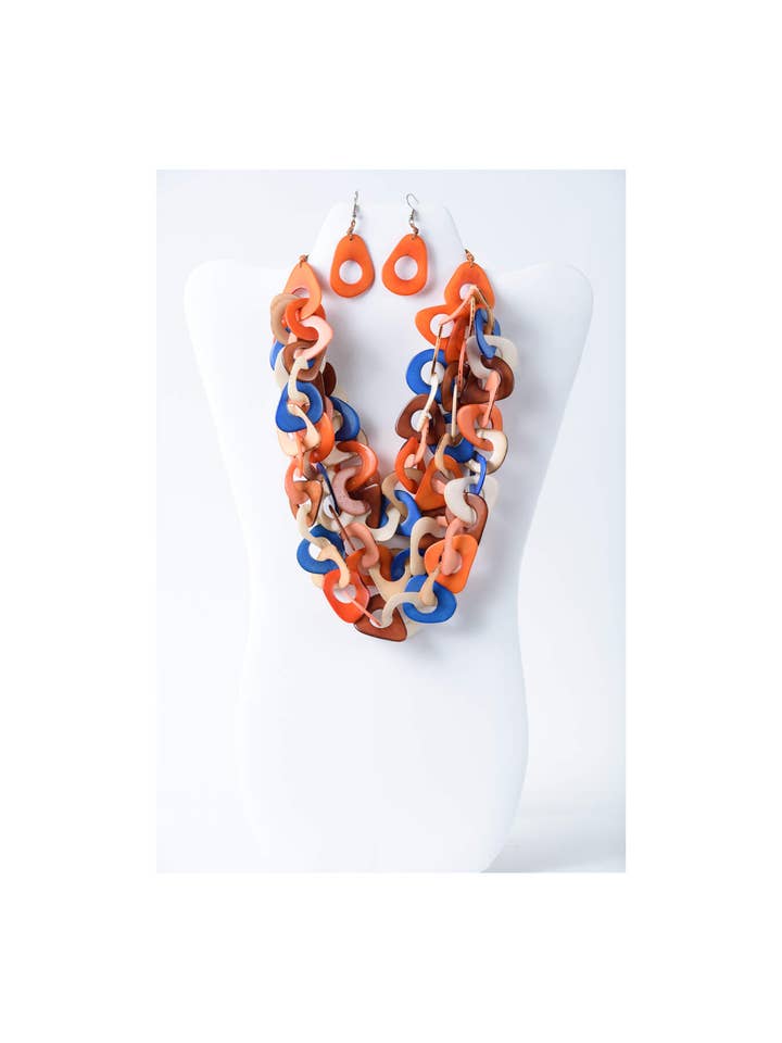 Scarf Chunky Eco Tagua Necklace Set Natural Organic Jewelry for wholesale by TaguArtsy