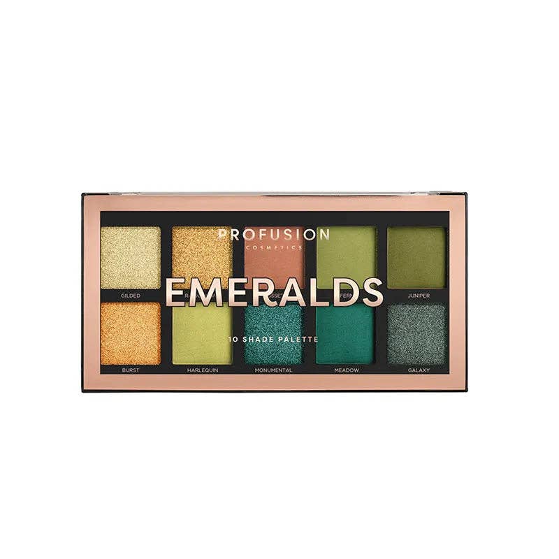 Profusion Cosmetics – Paleta de sombras por atacado – Paleta de Sombras de Olhos Multi-Acabamento 10 Tons - Esmeraldas