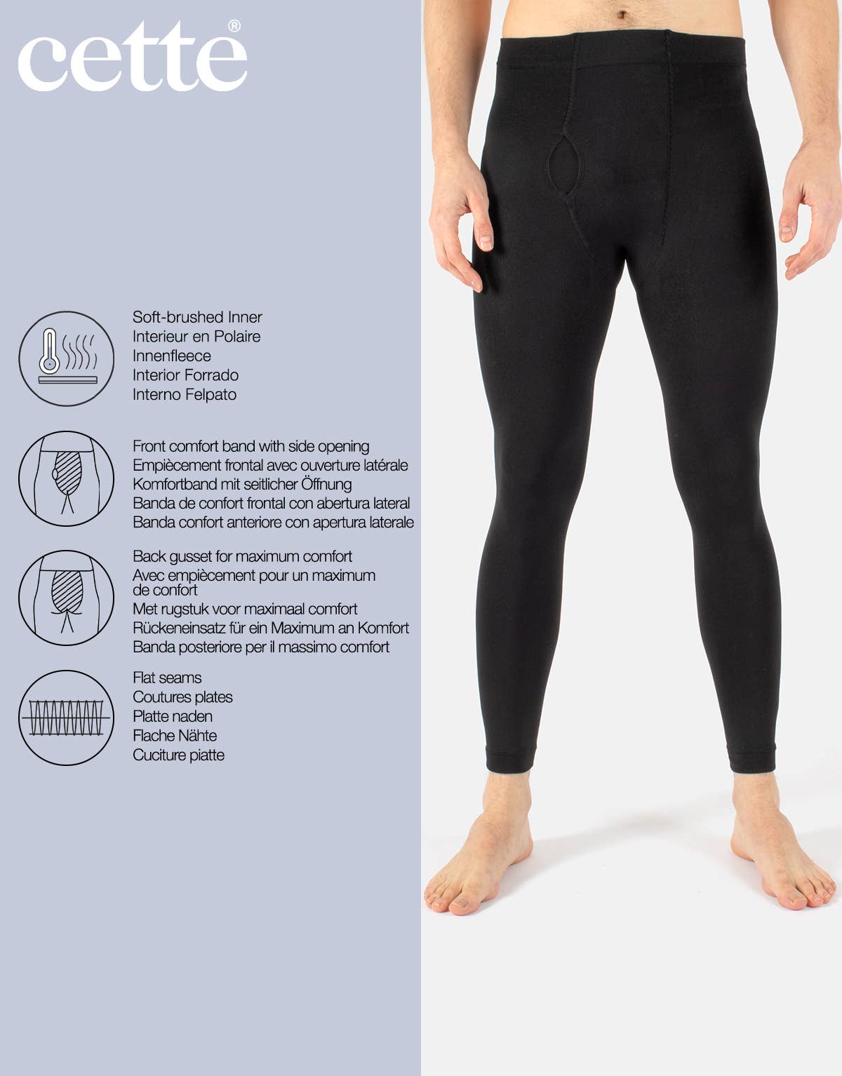 Black Men Thermal  Leggings with Fleece , 300 den for wholesale on Faire2