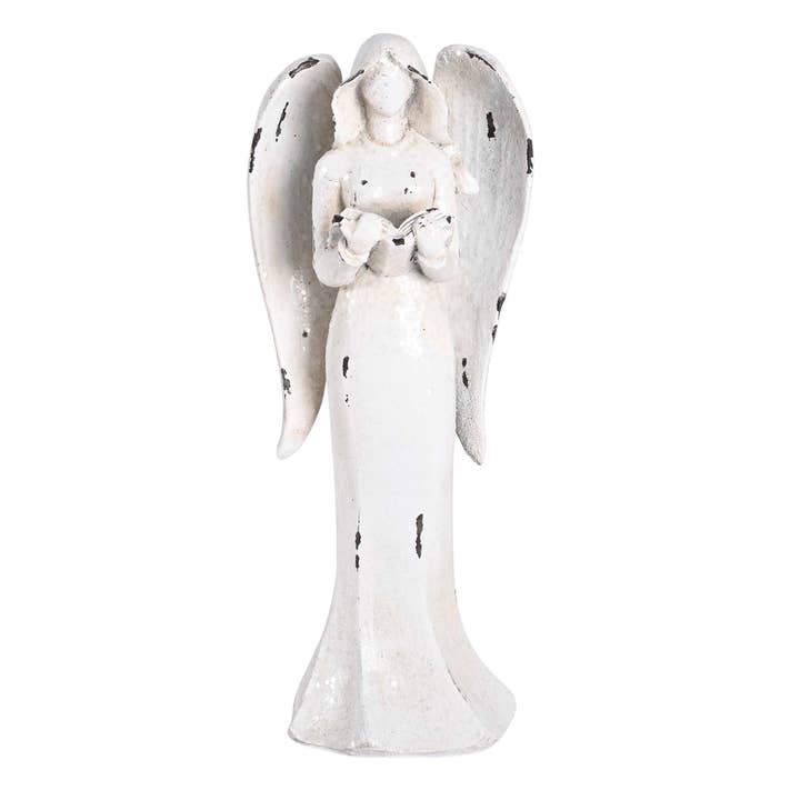 Figurine d'Ange Détressée Tenant un Livre pour la vente par Cottage Garden