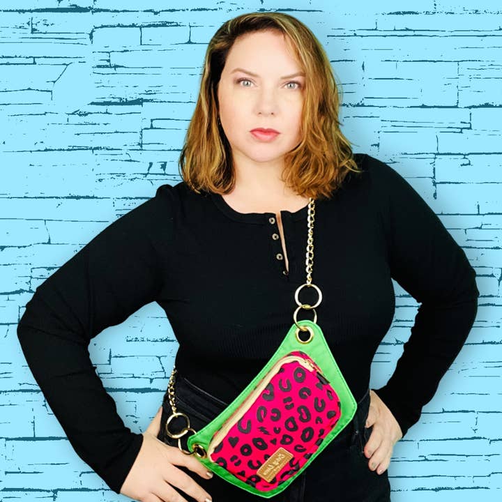 Betsy Dare - Wholesale Crossbody Bag - Women's - Hot Pink Electric Leopard Lisa Convertible Crossbody/Belt Bag8