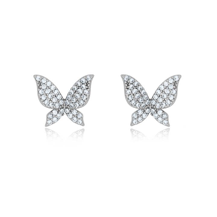 NY Jewelry House - Wholesale Stud/Post Earrings - Dainty Cubic Zircoina Butterfly Earrings