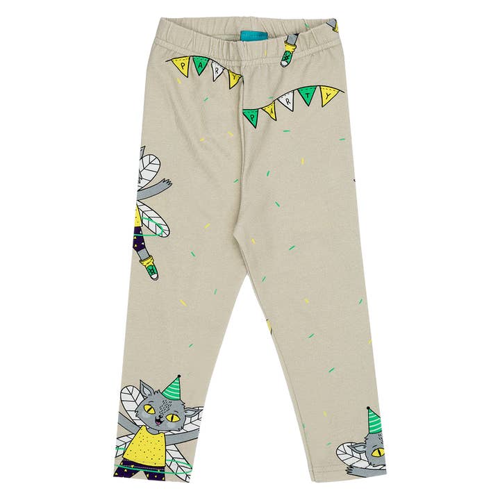 Flying Kitty Beige Leggings for wholesale by Raspberry Republic