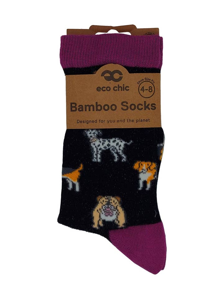 Eco Chic - Wholesale Socks - Women's - Eco Chic Eco-Friendly Bamboo Socks Dogs1