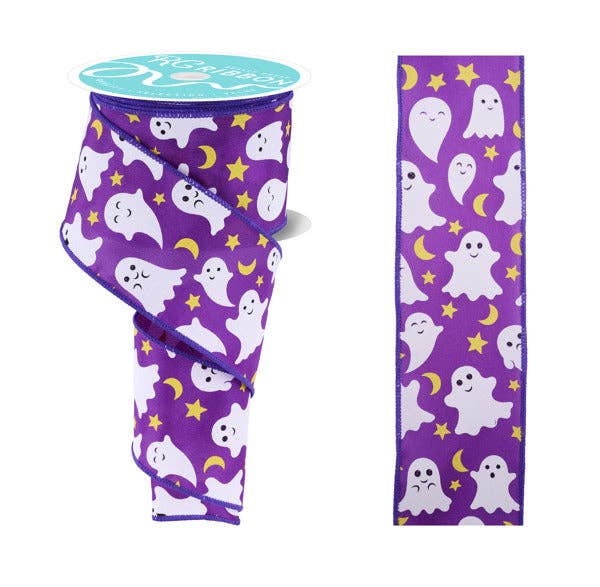Trendy tree - Wholesale Ribbon - Gift Wrapping - 2.5" X10Yd Purple/White/Yellow/Black Ghost/Moon/Star      Ribbon RGF1897230