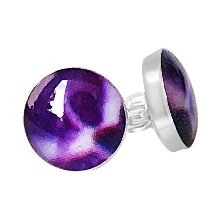 Boucles d'oreilles à tige debout pour la recherche sur le cancer du pancréas pour la vente par Revive Jewelry