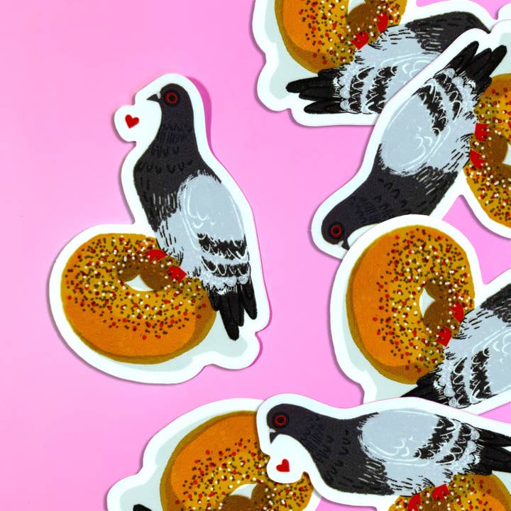 Autocolante de Amor de Pombo de Pássaro Bagel por atacado de Pier Six Press