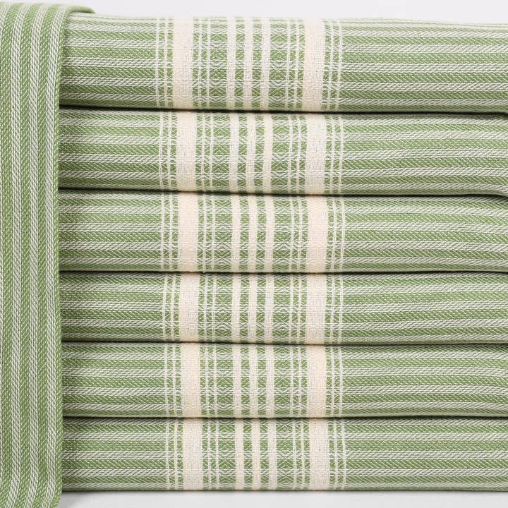 Personlig bryllupsgave ansigtshåndklæde, stribet grøn serviet for engroshandel hos Organic Turkish Towels