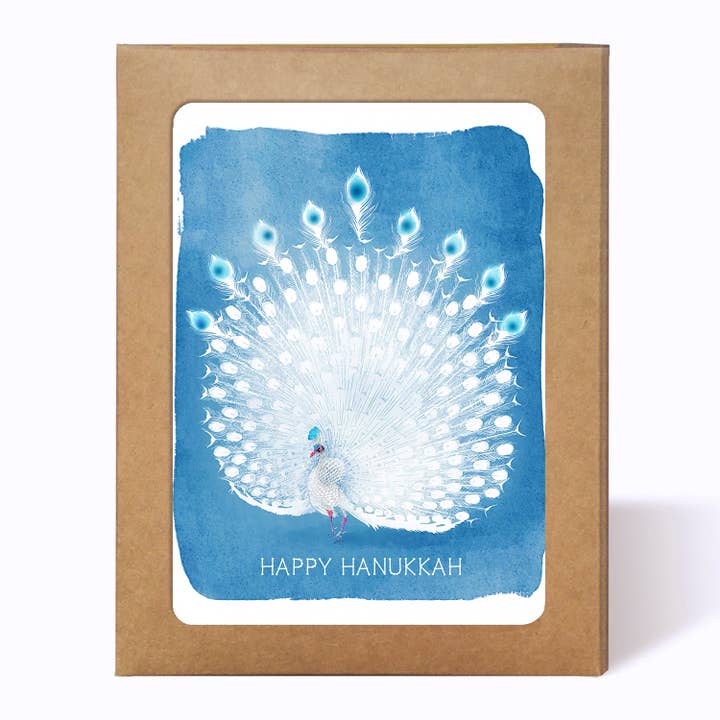 Peacock Hanukkah Card Set - Box Set for wholesale by Liyana Studio