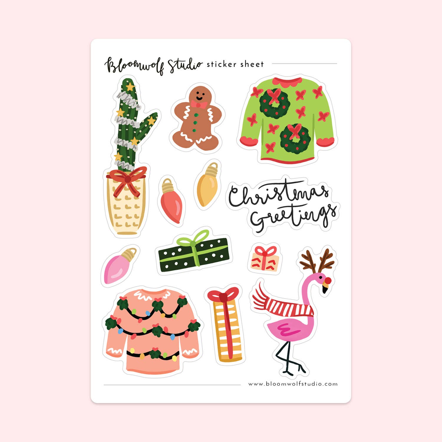 Bloomwolf Studio - Vente Autocollant - Feuille d'autocollants de Noël0