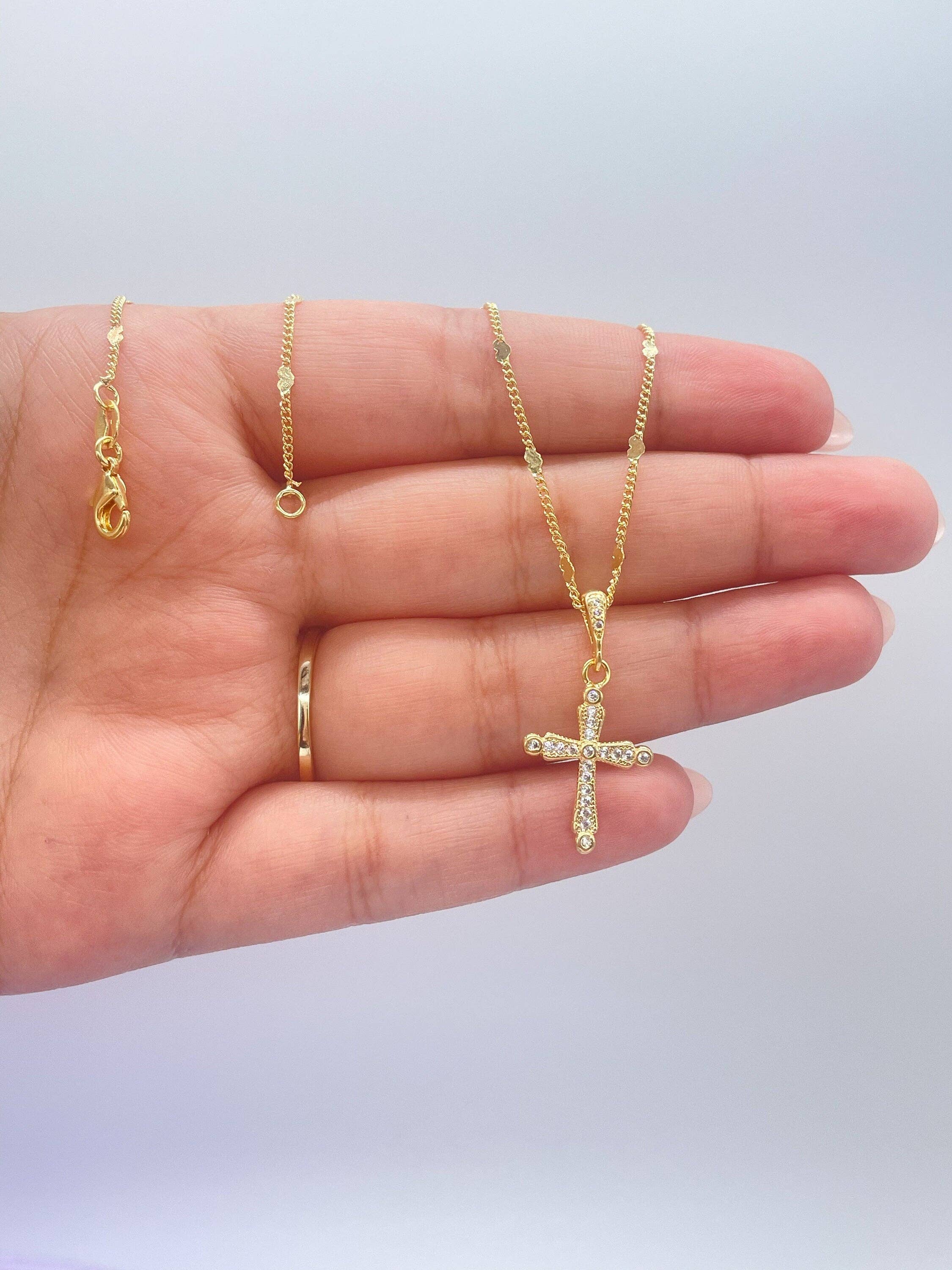 Milie - Wholesale Jewelry Set - 18k GF Dainty Cz Cross with Various Stones3