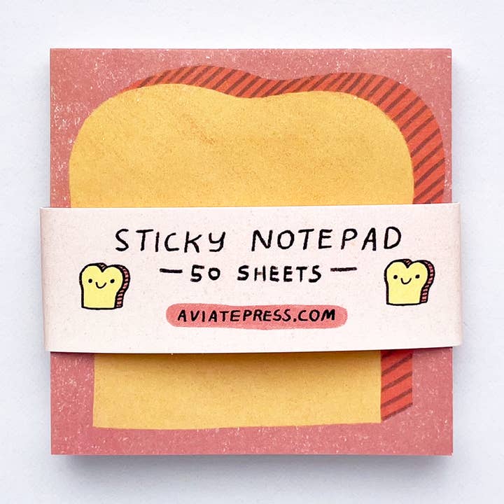 Bloc-notes collant mignon en forme de pain collant pour la vente par Aviate Press